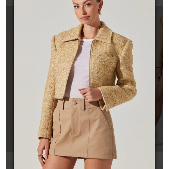 NWT ASTR The Label Lindsay Cropped Jacket YELLOW Sz SMALL $124‎ MSRP - Picture 10 of 11